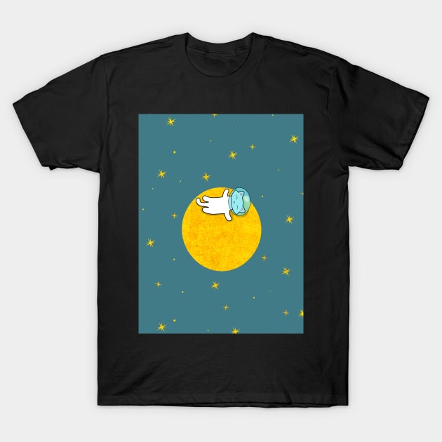 Cat, Moon, Stars T-Shirt by Purrfect